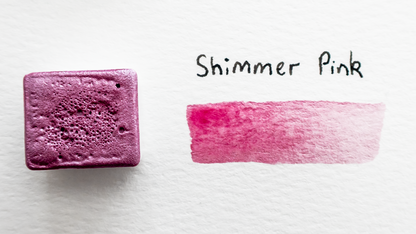 Shimmer pink color swatch on a white background